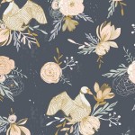 Swans and Flowers - Navy